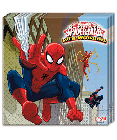 Spiderman servietter 20 stk. - fødselsdagspynt - Marvel