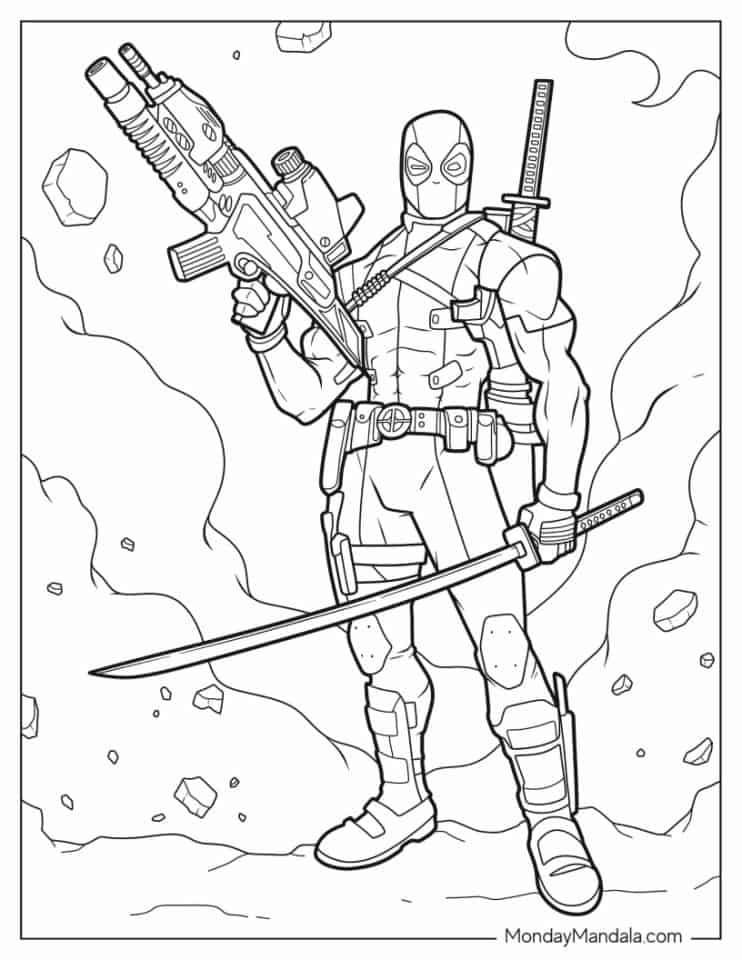Deadpool målarbilder - Marvel Farvelægning