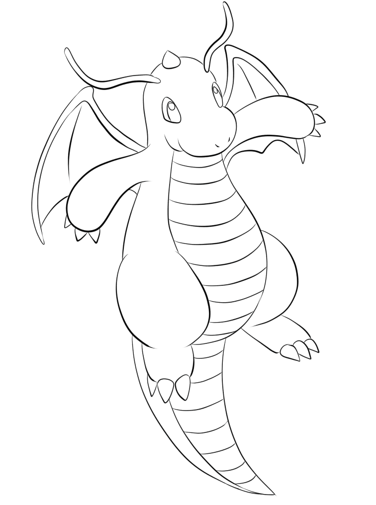 Dragonite tegning - farvelægning