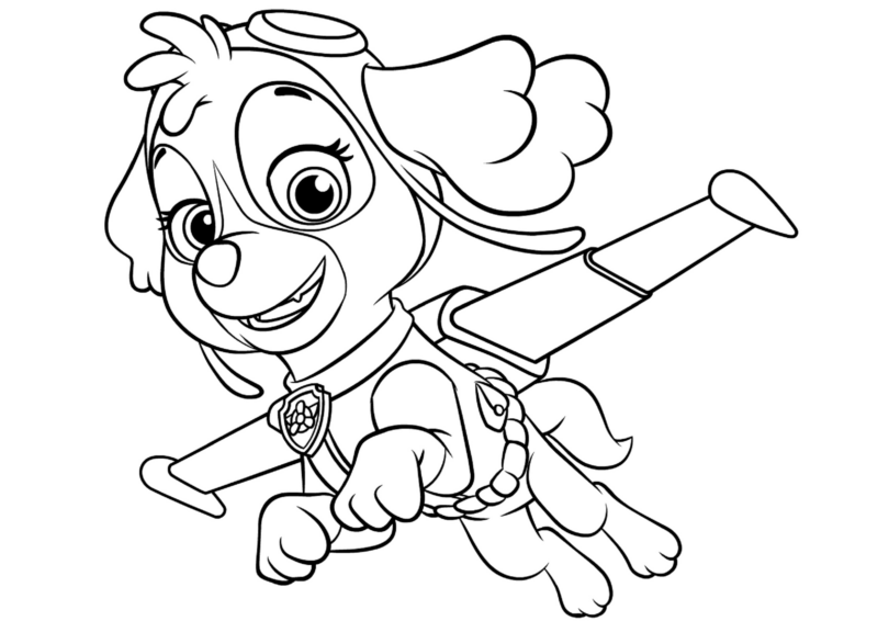 Flygande Skye målarbild - färgläggning - Paw Patrol