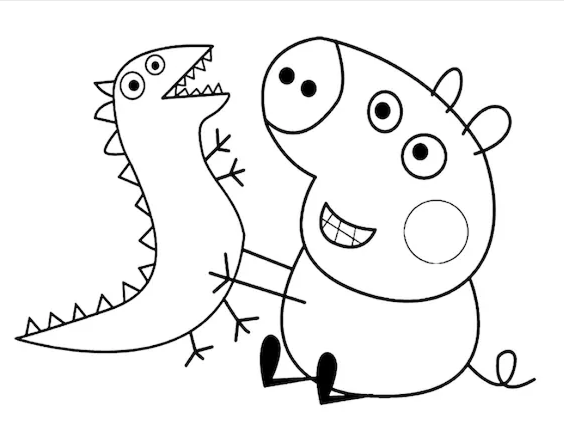 Greta Gris Gustav Gris Dinosaur målarbild - färgläggning