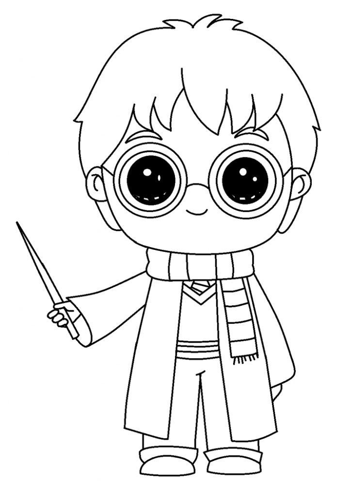 Harry Potter med stav liten målarbild - färgläggning