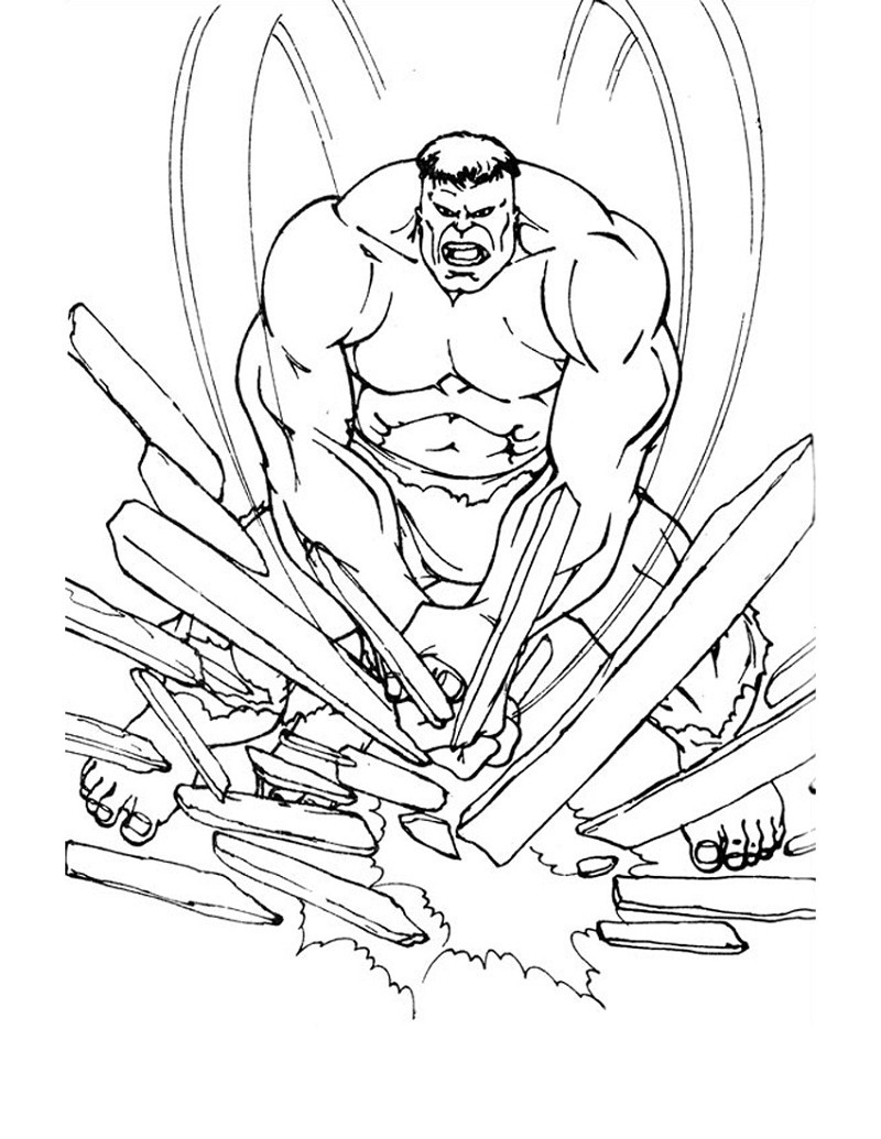 Hulk krossar brädor målarbild - färgläggning