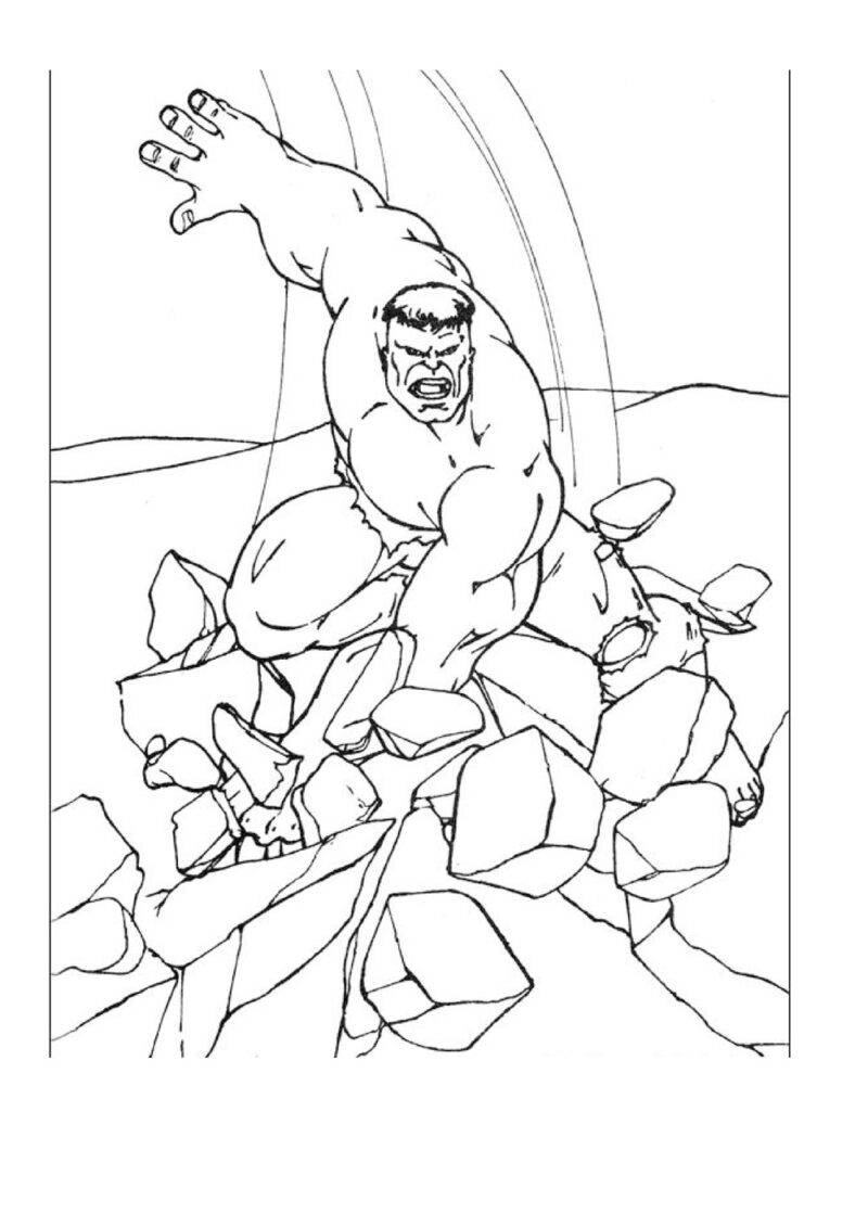 Hulk krossar marken målarbilder - färgläggning