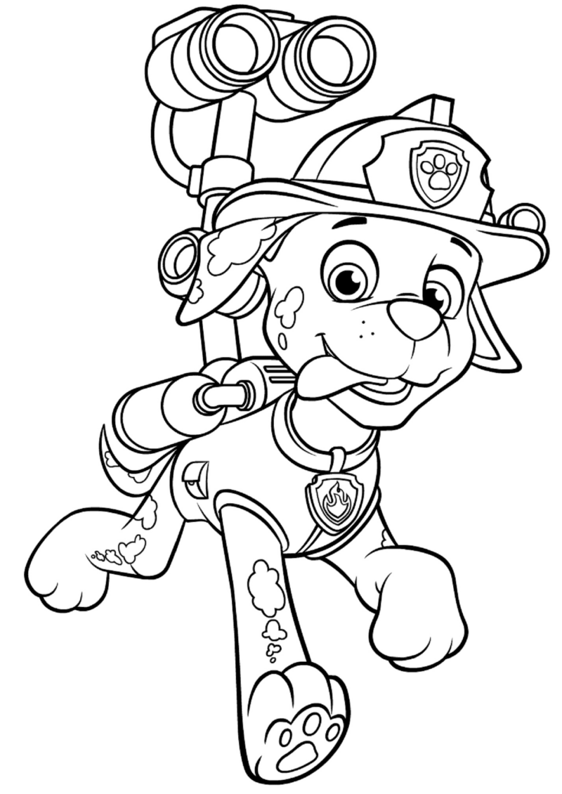 Marshall med vattenkanon målarbild - färgläggning - Paw Patrol