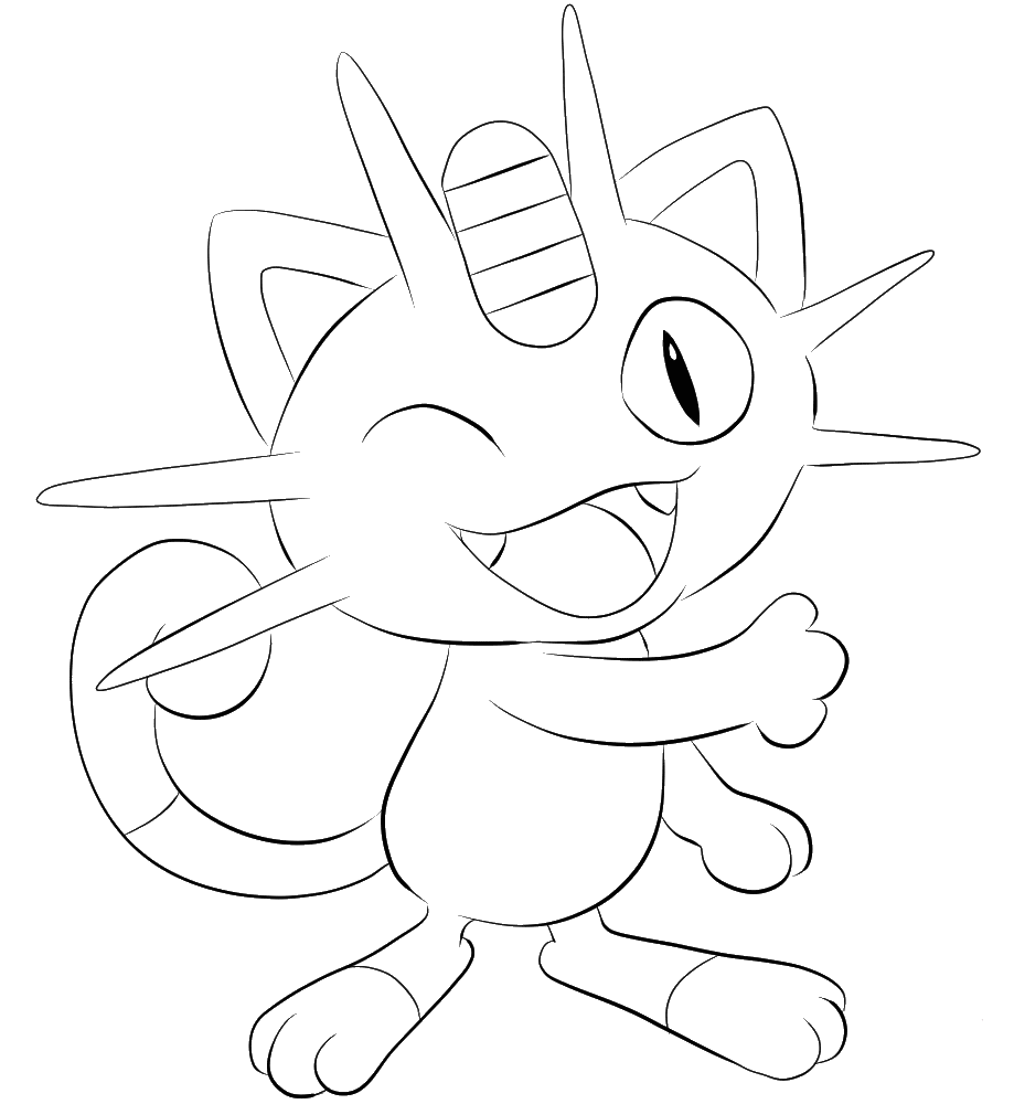 Meowth tegning - farvelægning