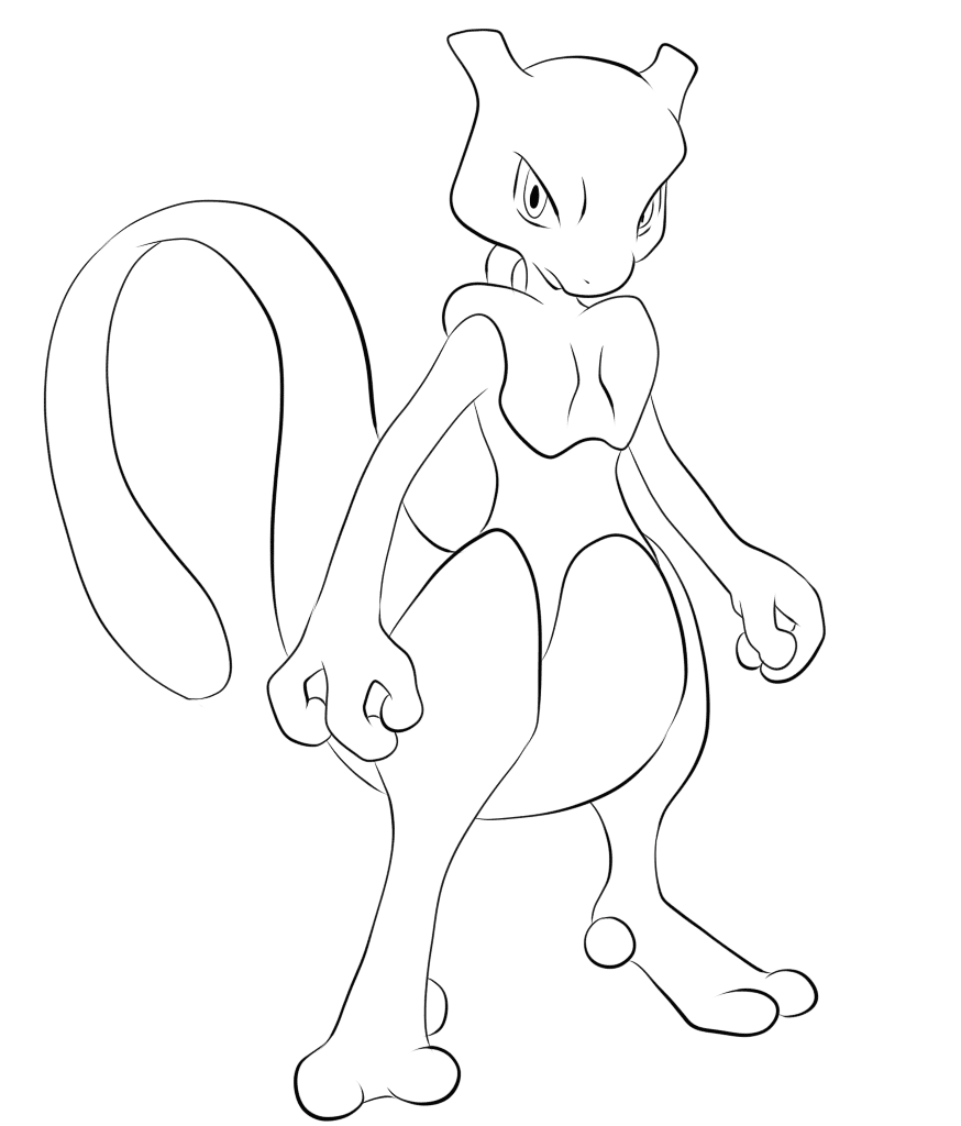 Mewtwo tegning - farvelægning