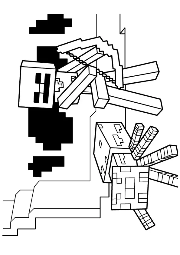 Minecraft Skelett Spindel målarbild - färgläggning