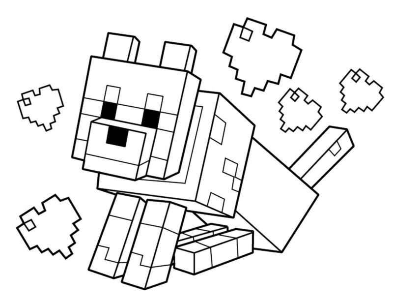 Minecraft Varg målarbild - färgläggning