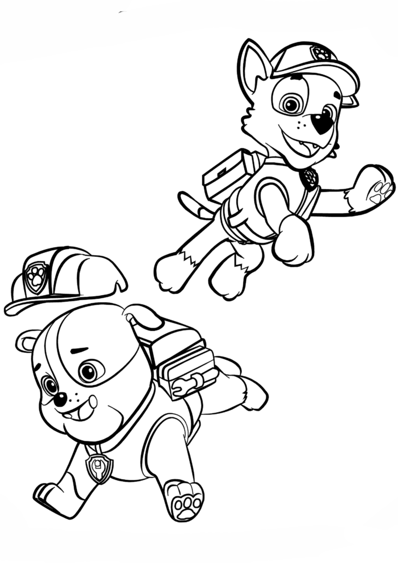 Rubble och Rocky målarbild - färgläggning - Paw Patrol