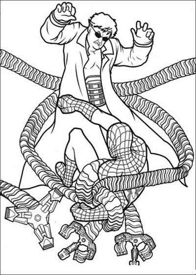 Spiderman kämpar mot Doc Oc målarbild - färgläggning