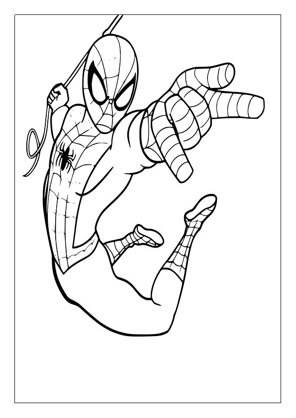 Spiderman svingar målarbild - färgläggning