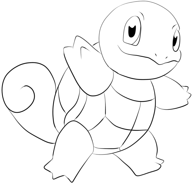 Squirtle tegning - farvelægning