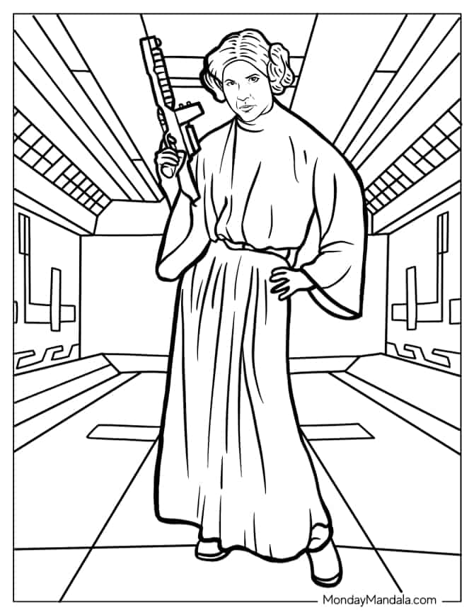 Star Wars Prinsessan Leia målarbilder - färgläggning