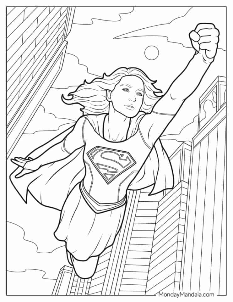 Supergirl målarbilder - DC Comics Farvelægning